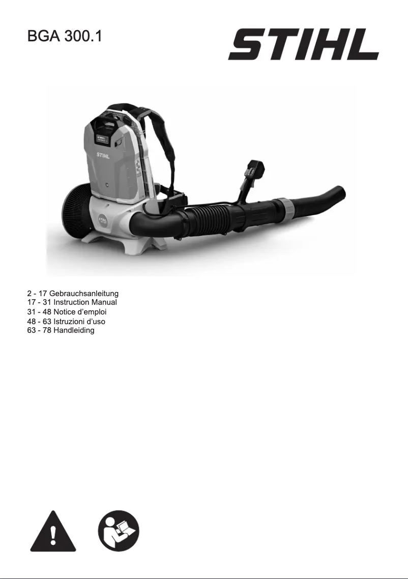 Page 1 de la notice Manuel utilisateur Stihl BGA 300.0