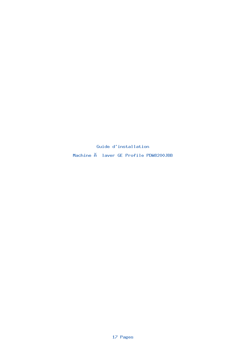 Page 1 de la notice Guide d'installation GE Profile PDW8200JBB
