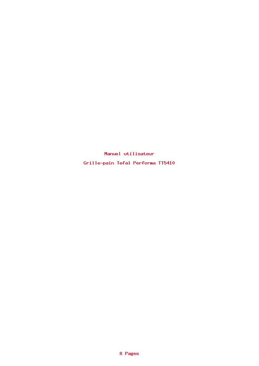 Page 1 de la notice Manuel utilisateur Tefal Performa TT5410