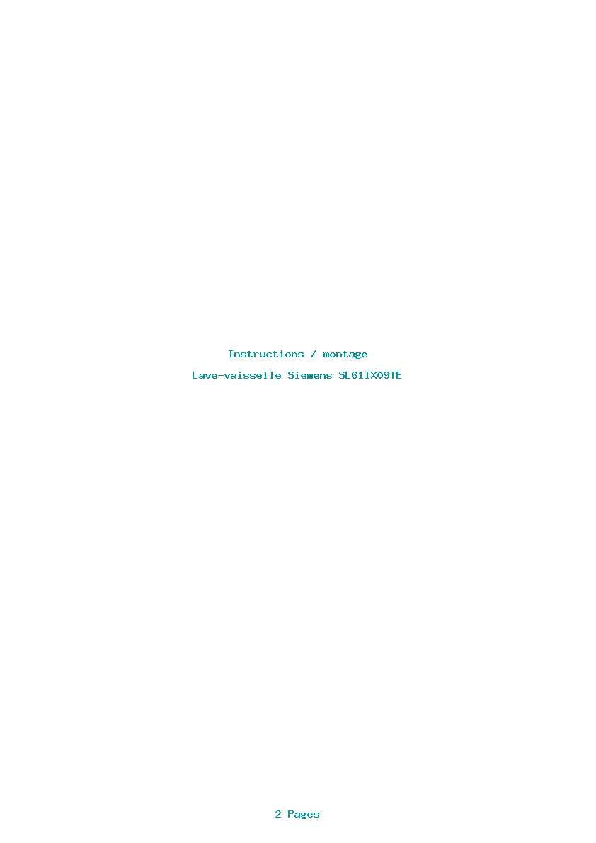 Page 1 de la notice Instructions / montage Siemens SL61IX09TE