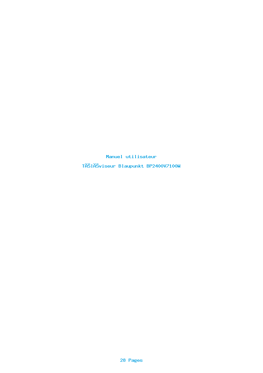 Page 1 de la notice Manuel utilisateur Blaupunkt BP2400V7100W