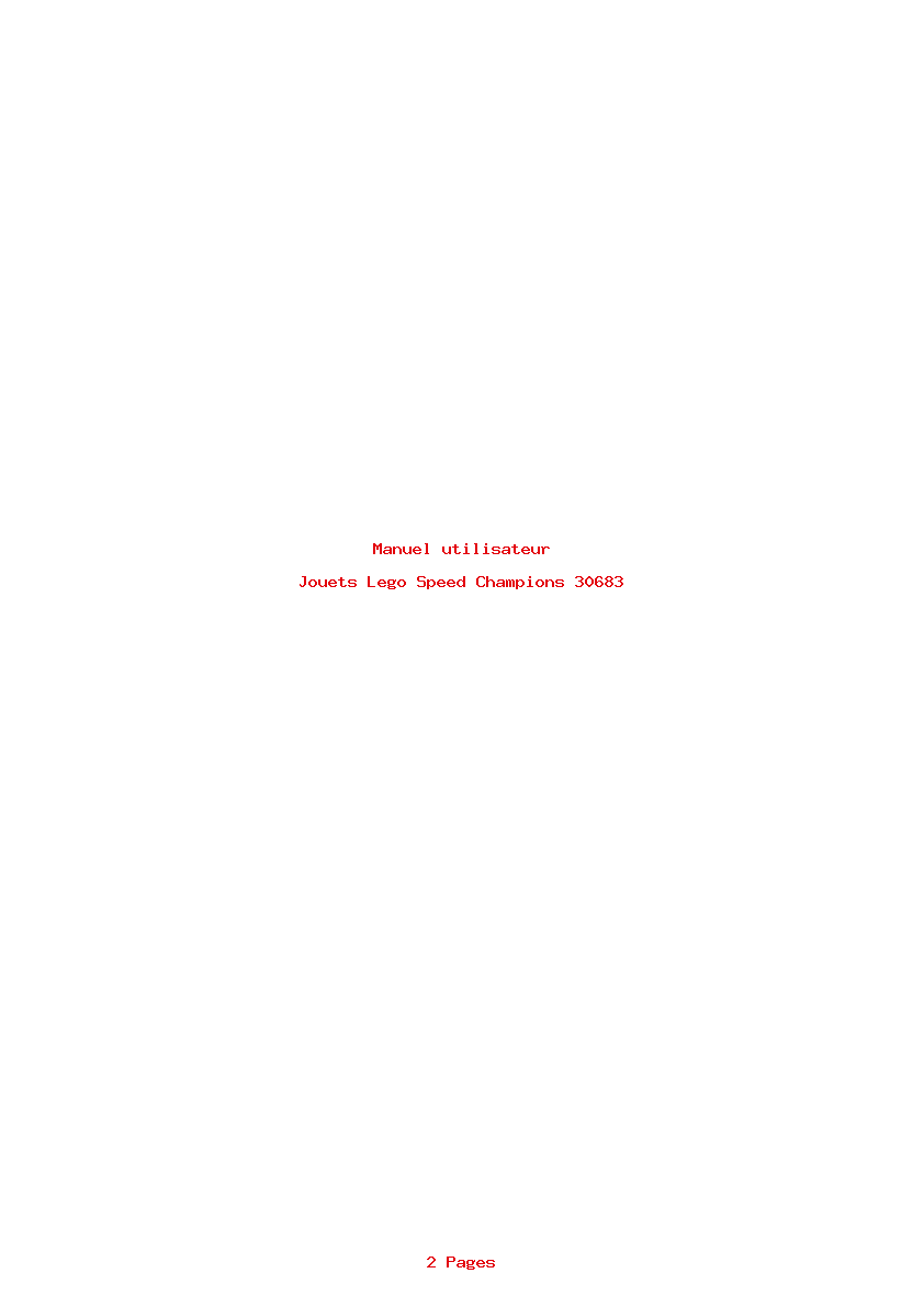 Page 1 de la notice Manuel utilisateur Lego Speed Champions 30683