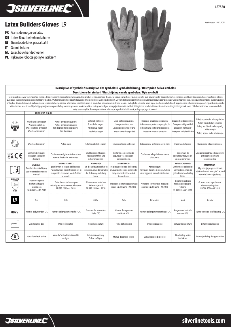 Page 1 de la notice Manuel utilisateur Silverline 427550
