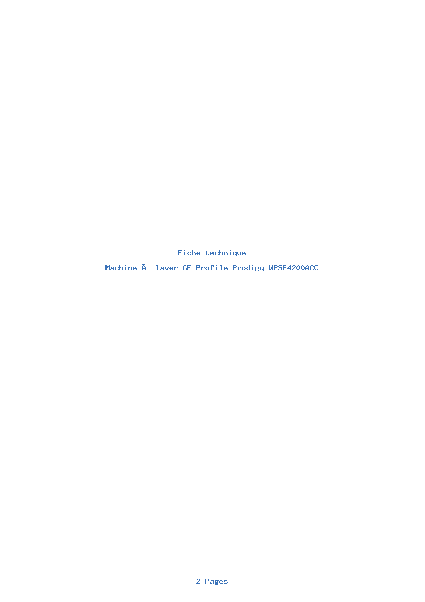 Image de la première page du manuel de l'appareil Profile Prodigy WPSE4200ACC