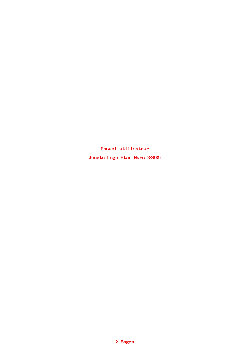 Page 1 de la notice Manuel utilisateur Lego Star Wars 30685