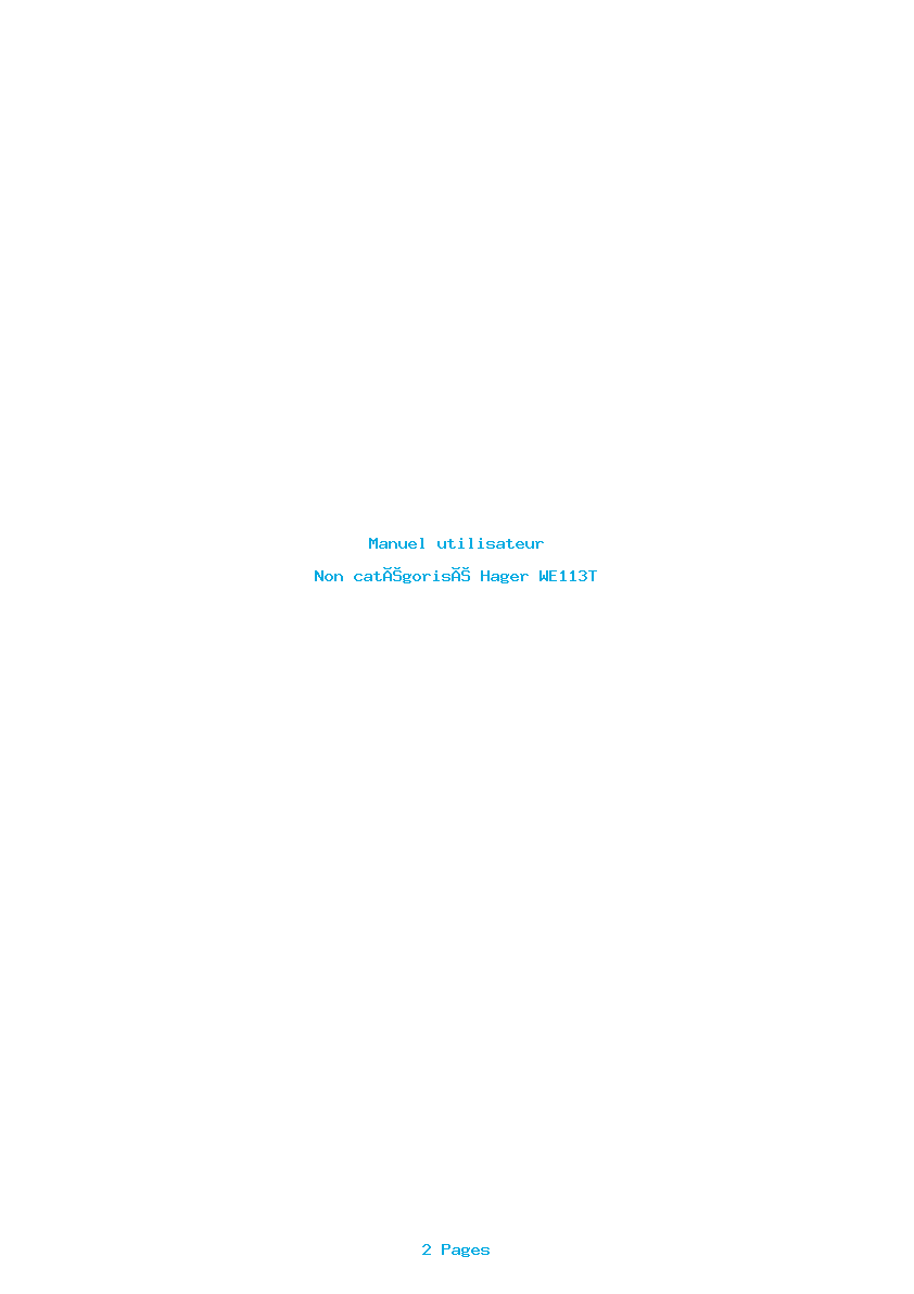 Page 1 de la notice Manuel utilisateur Hager WE113T
