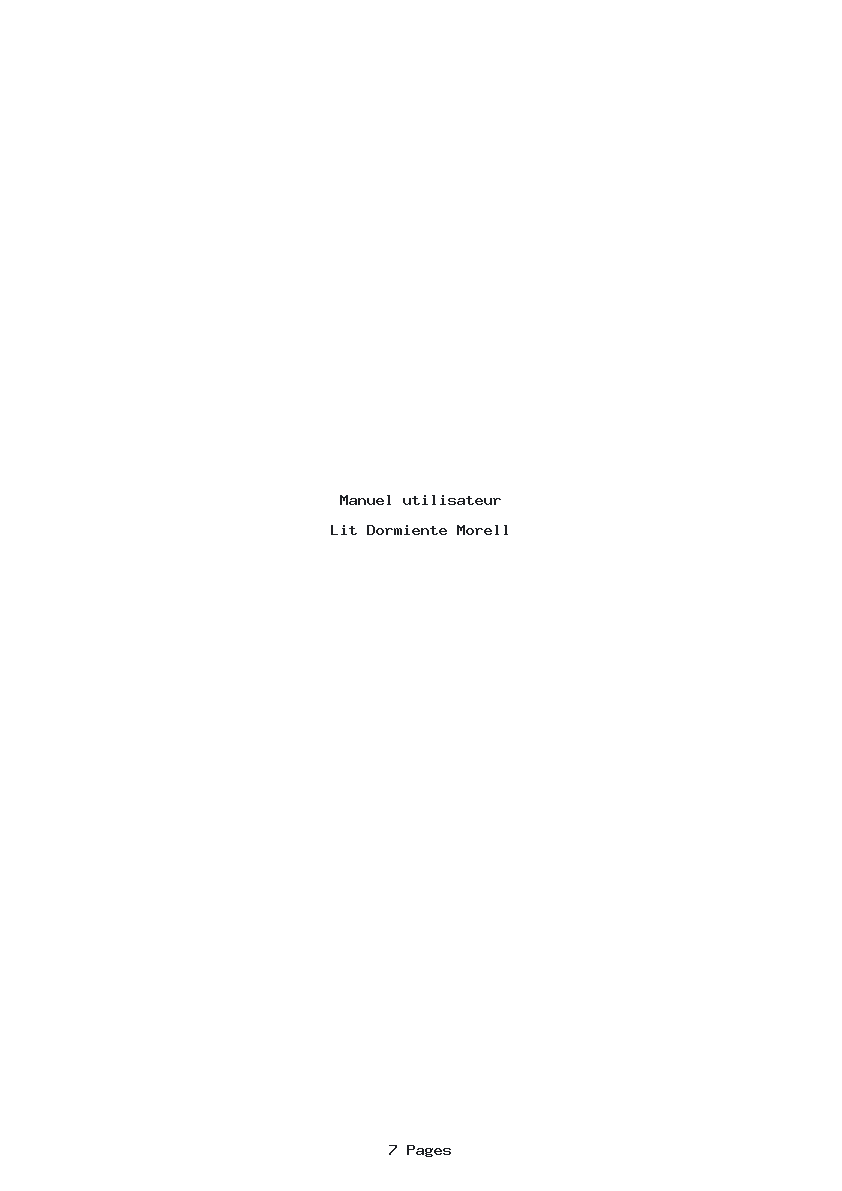 Page 1 de la notice Manuel utilisateur Dormiente Morell