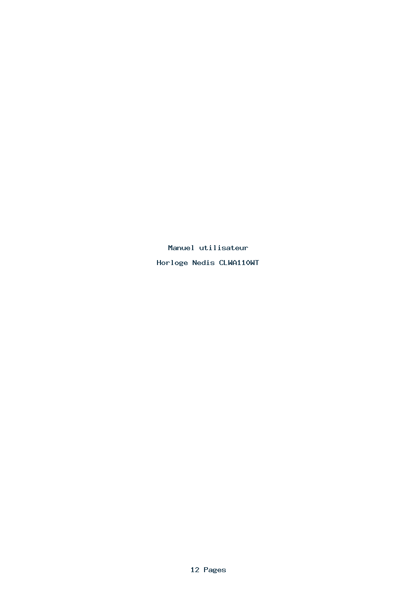 Page 1 de la notice Manuel utilisateur Nedis CLWA110WT