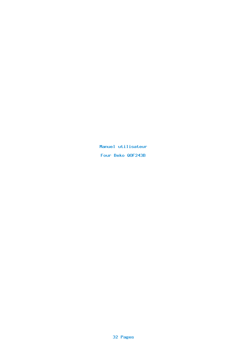 Page 1 de la notice Manuel utilisateur Beko QOF243B