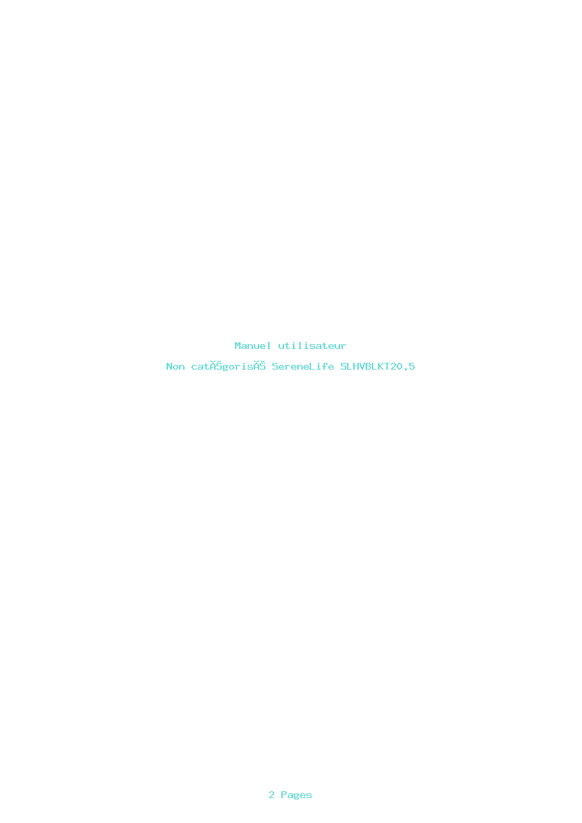 Page 1 de la notice Manuel utilisateur SereneLife SLHVBLKT20.5