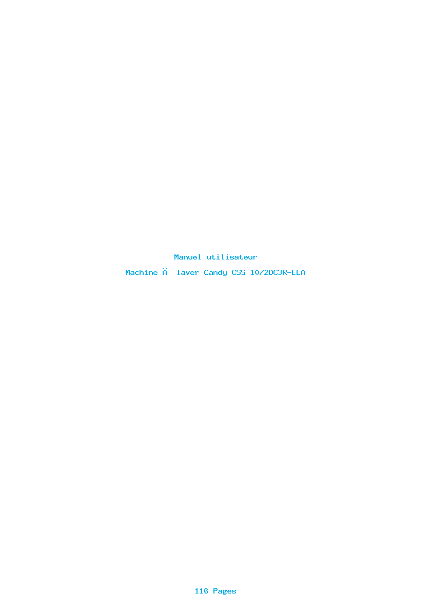Page 1 de la notice Manuel utilisateur Candy CSS 1072DC3R-ELA