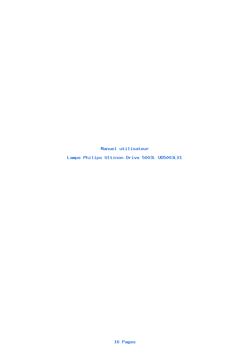 Page 1 de la notice Manuel utilisateur Philips Ultinon Drive 5003L UD5003LX1