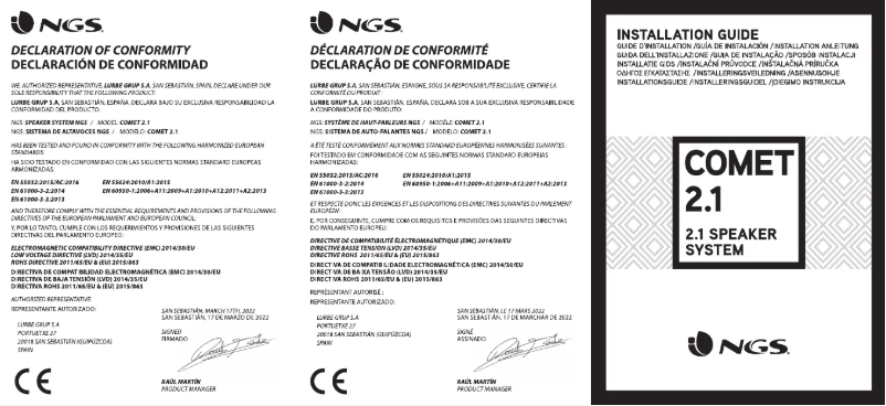 Page 1 de la notice Manuel utilisateur NGS Comet 2.1
