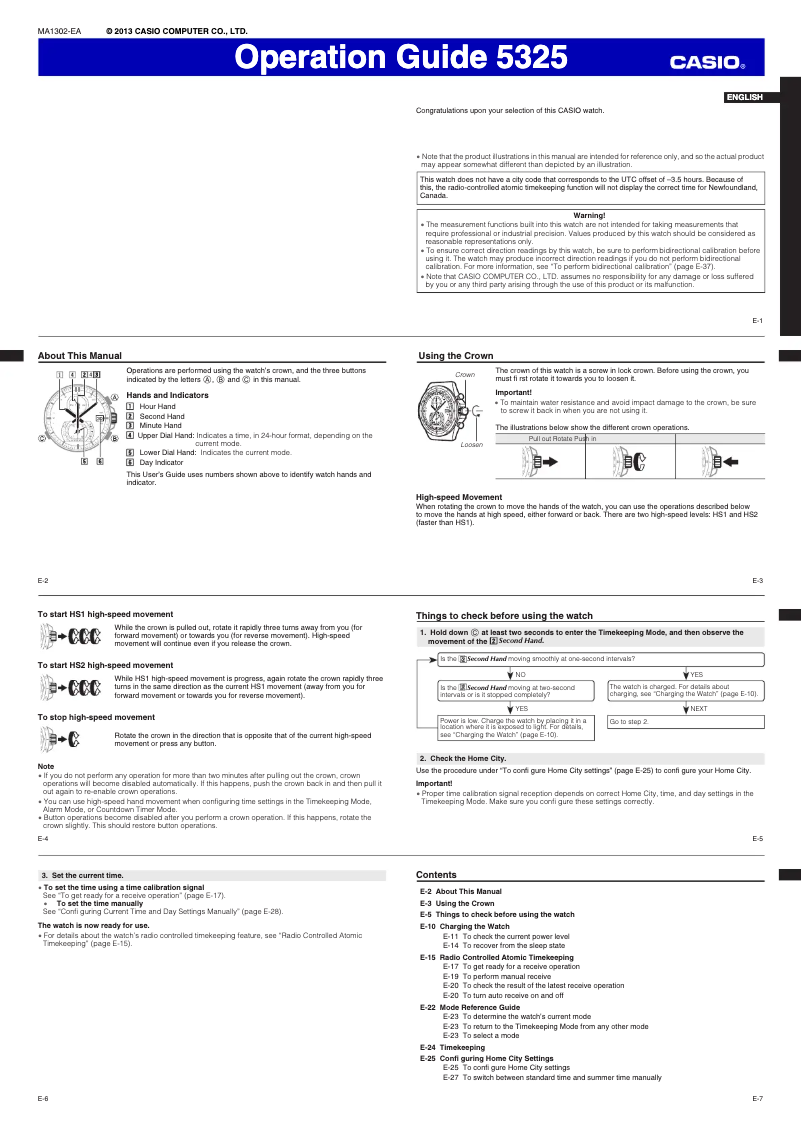 Page 1 de la notice Manuel utilisateur Casio 5325