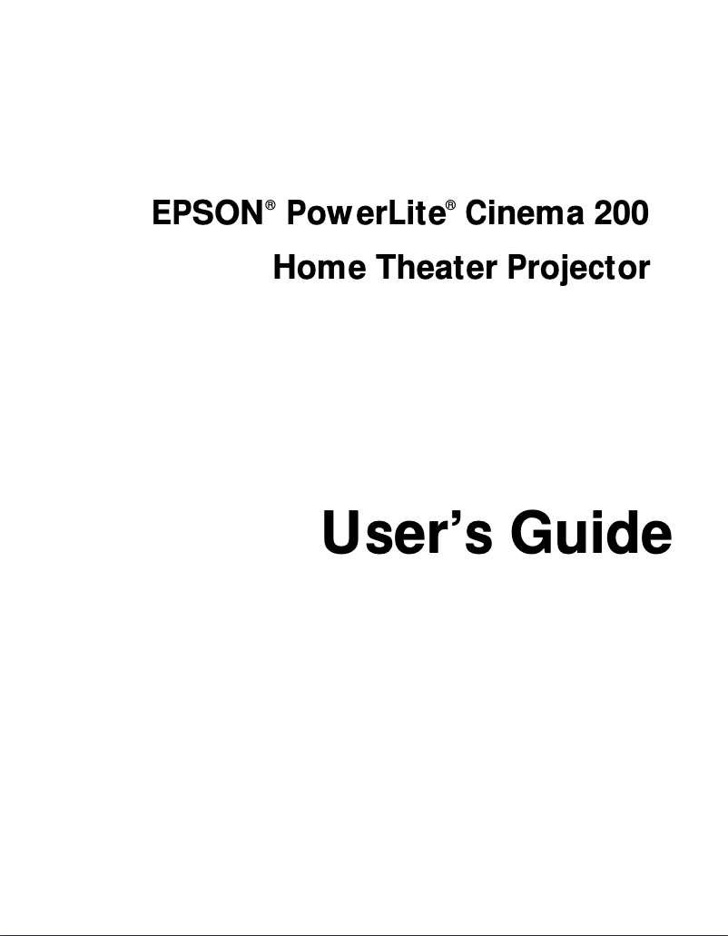 Page 1 de la notice Manuel utilisateur Epson PowerLite Cinema 200