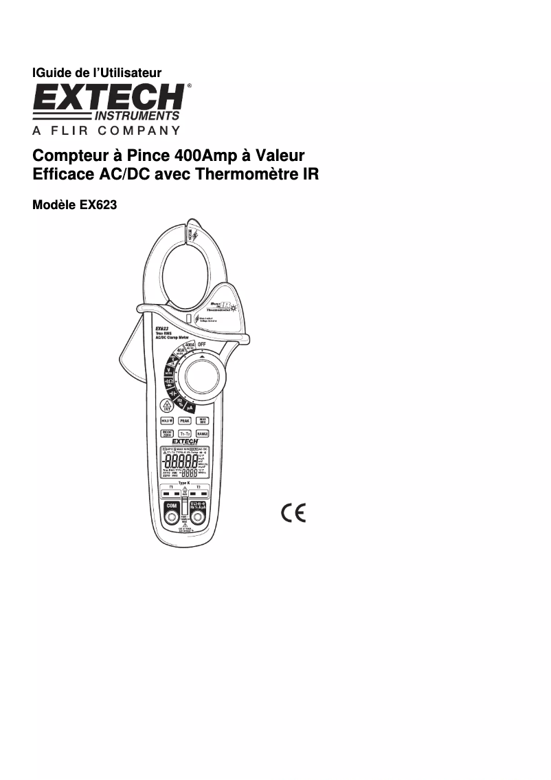 Page 1 de la notice Manuel utilisateur Extech EX623