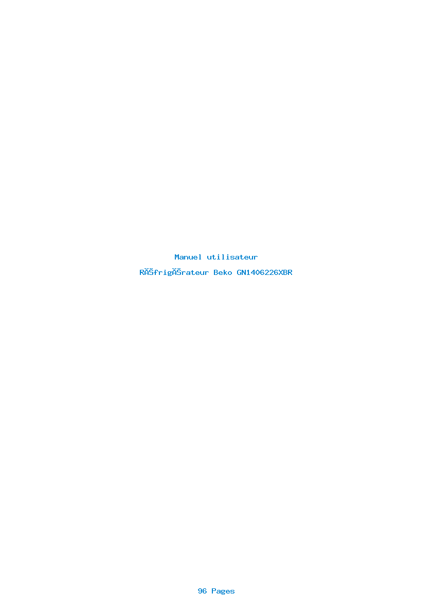 Page 1 de la notice Manuel utilisateur Beko GN1406226XBR