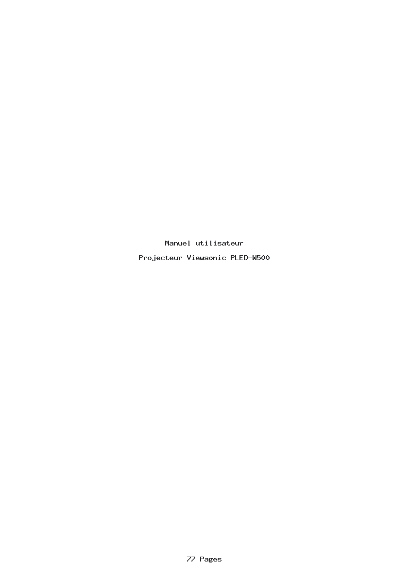 Page 1 de la notice Manuel utilisateur Viewsonic PLED-W500