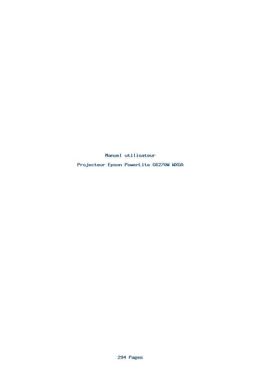 Page 1 de la notice Manuel utilisateur Epson PowerLite G6270W WXGA