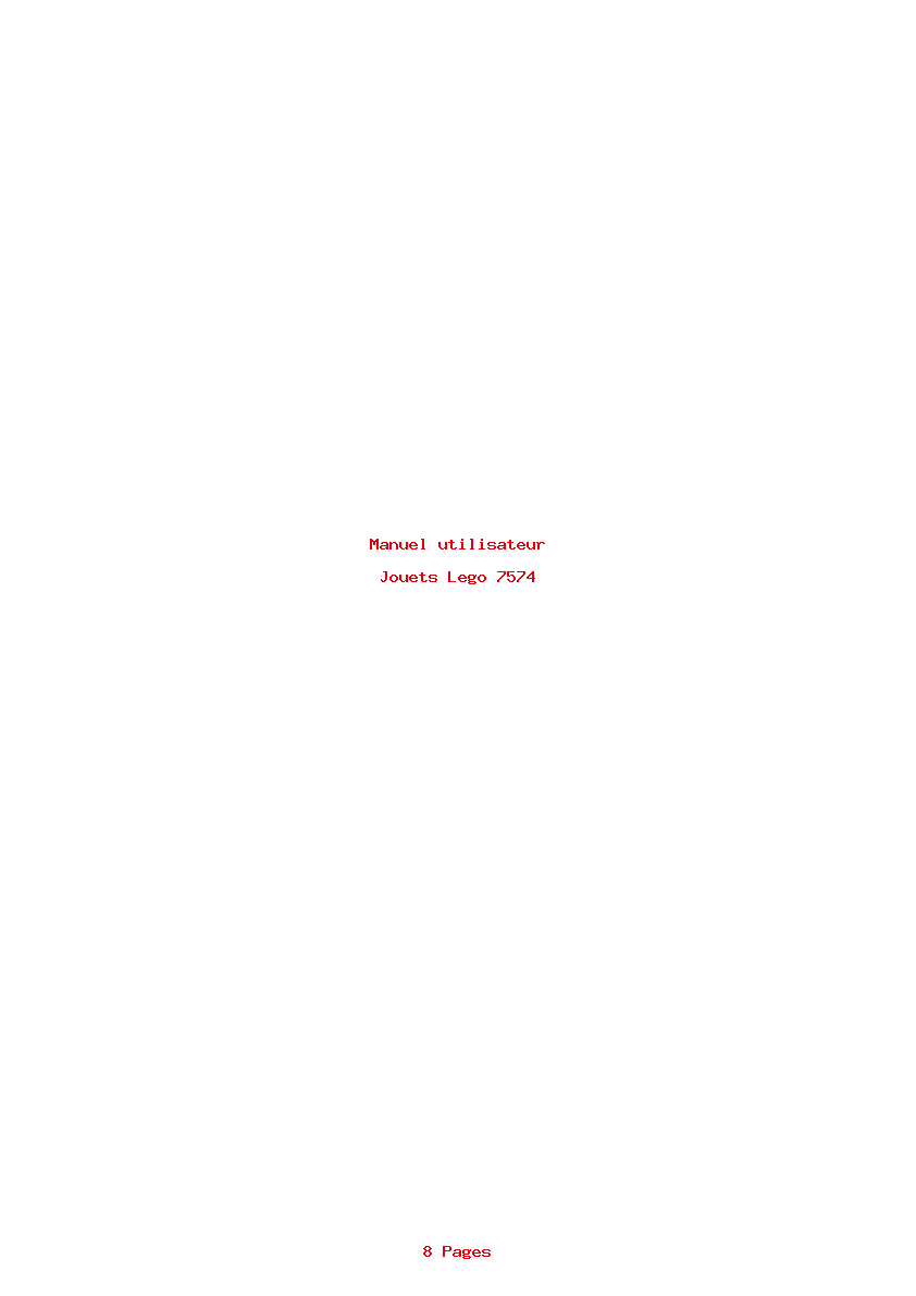 Page 1 de la notice Manuel utilisateur Lego 7574
