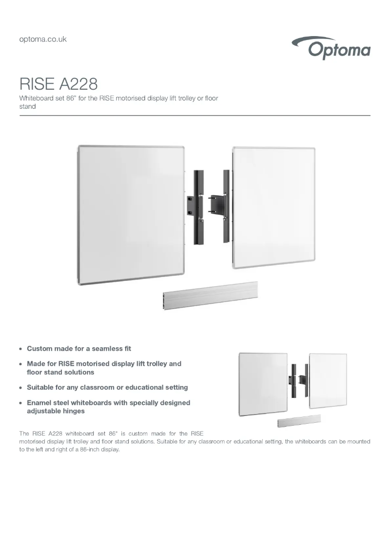 Page 1 de la notice Fiche technique Optoma RISE A228