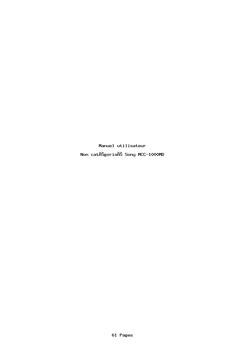 Image de la première page du manuel de l'appareil MCC-1000MD