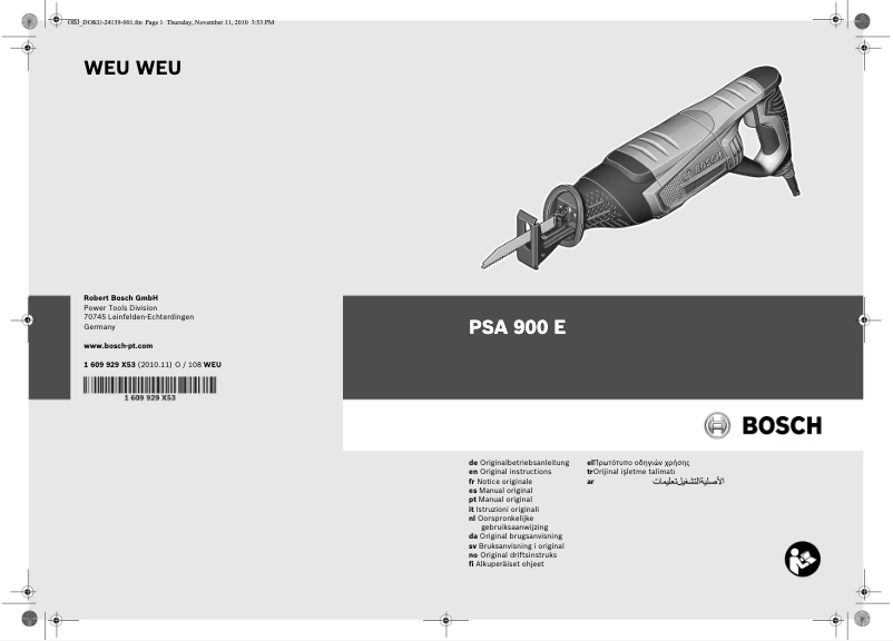 Page 1 de la notice Manuel utilisateur Bosch PSA 900 E