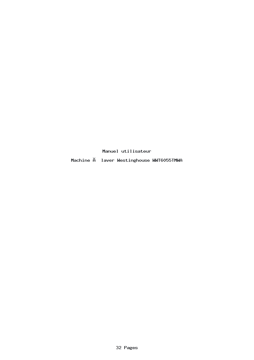 Page 1 de la notice Manuel utilisateur Westinghouse WWT6055TMWA