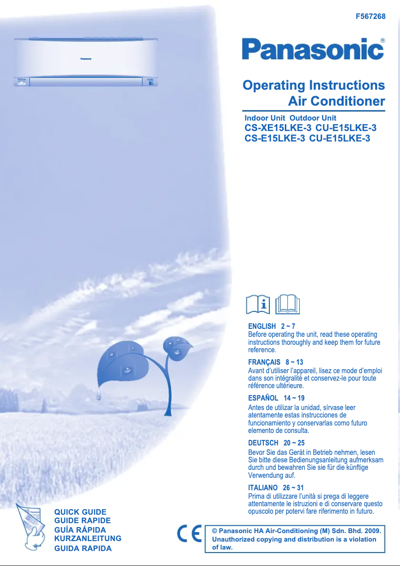 Página 1 del manual Manual de usuario Panasonic CU-E15LKE3