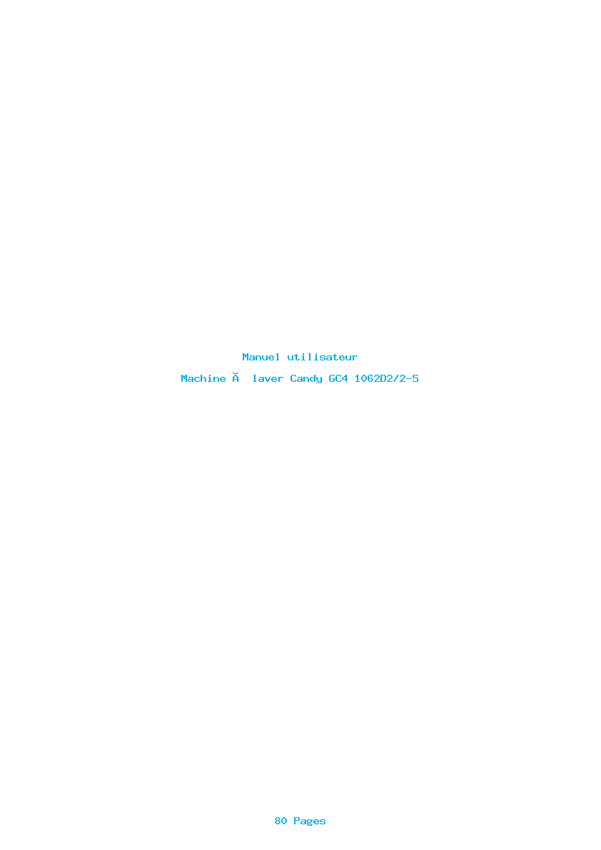 Page 1 de la notice Manuel utilisateur Candy GC4 1062D2/2-S