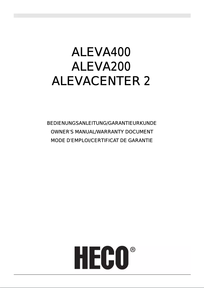 Page 1 of the manual User Manual Heco Aleva 400