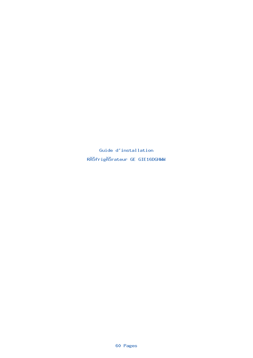 Page 1 de la notice Guide d'installation GE GIE16DGHWW