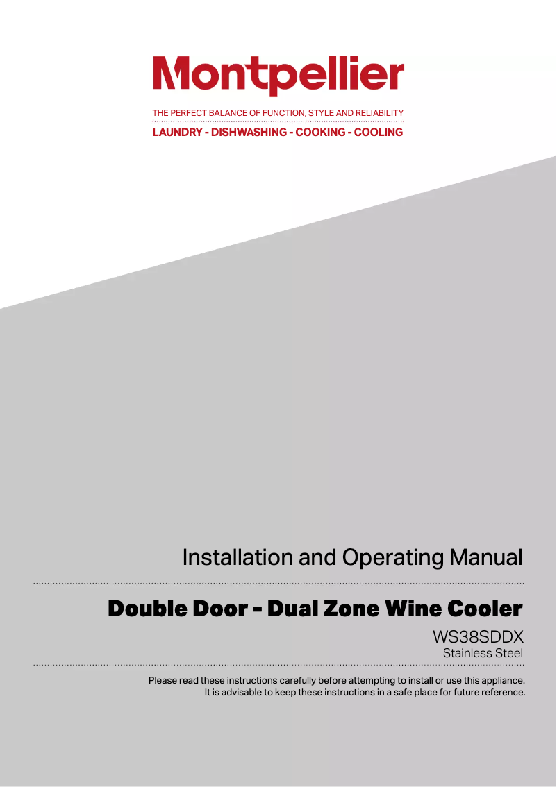 Page 1 de la notice Manuel utilisateur Montpellier WS38SDDX