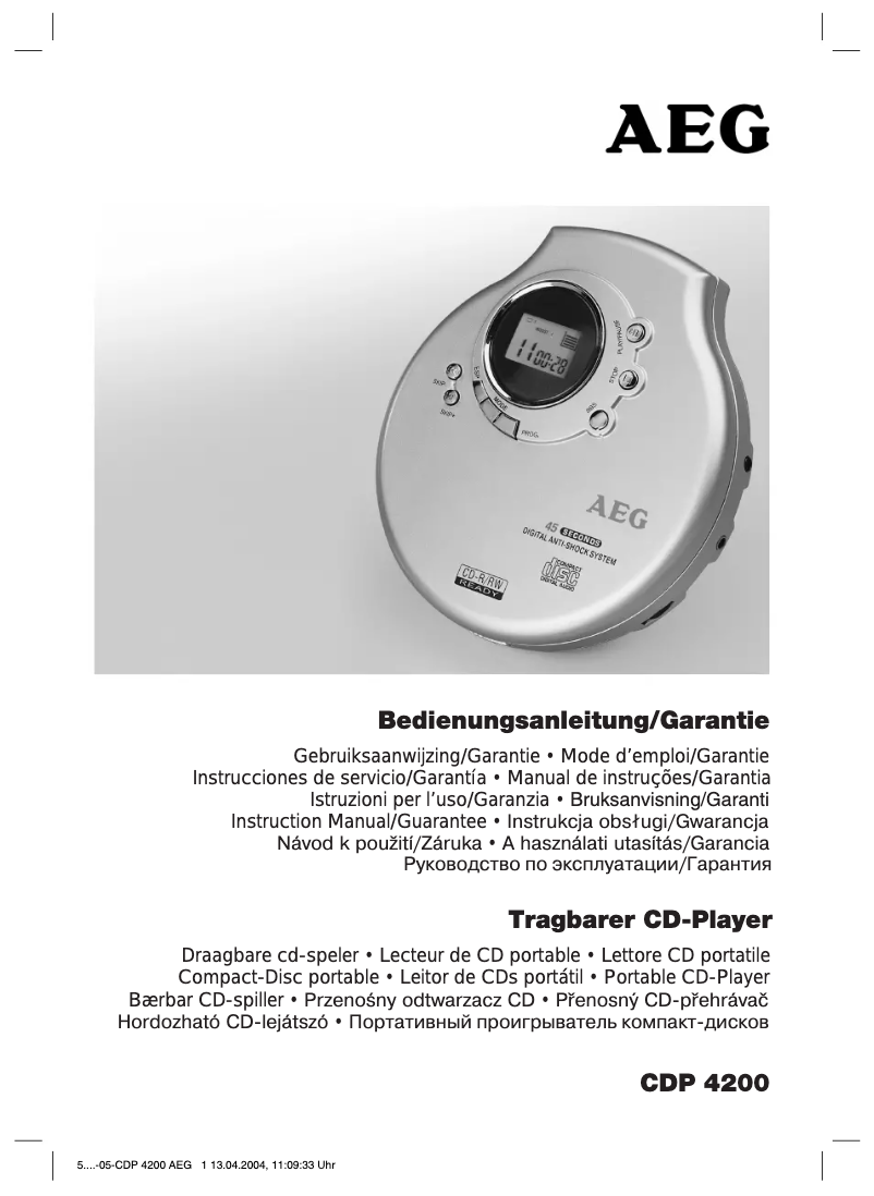 Page 1 de la notice Manuel utilisateur AEG CDP 4200