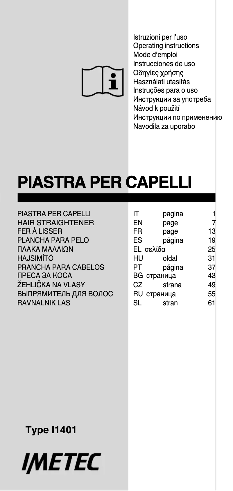 Page 1 de la notice Manuel utilisateur Imetec Bellissima Creativity B8 100