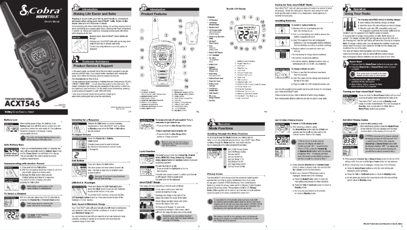 Page 1 of the manual User Manual Cobra ACXT545