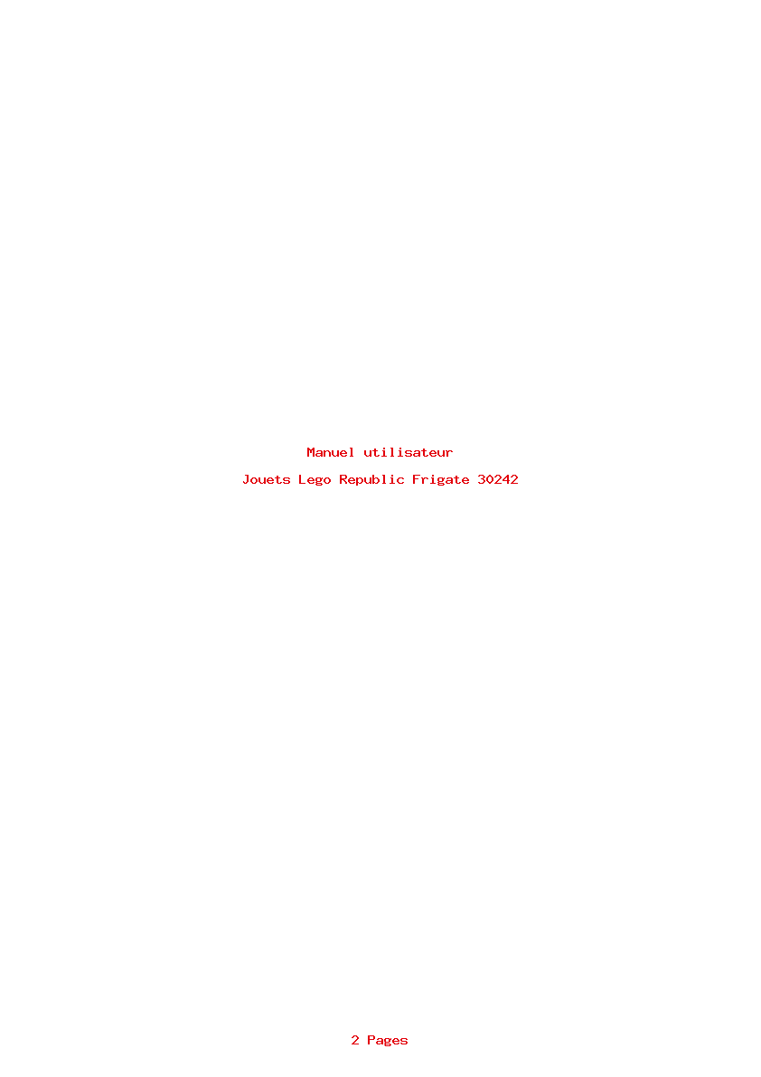 Page 1 de la notice Manuel utilisateur Lego Republic Frigate 30242