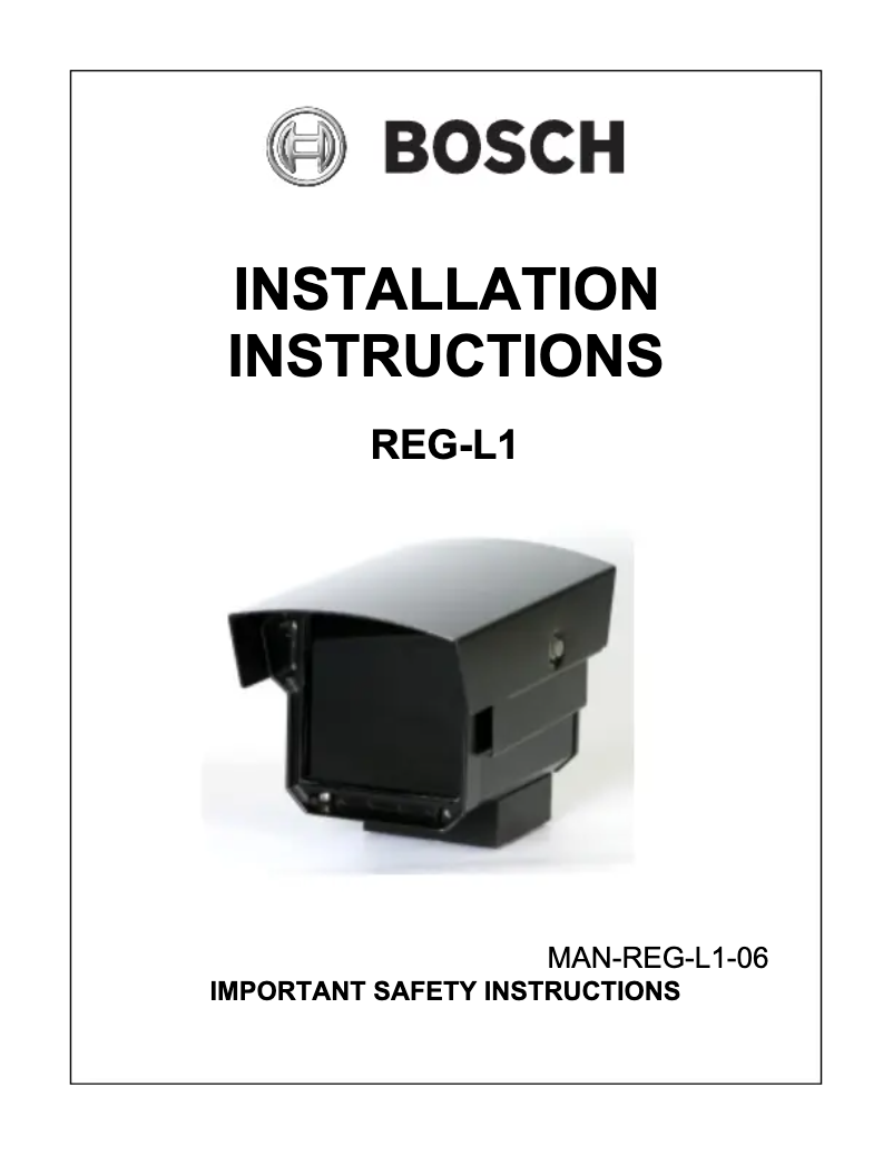 Page 1 de la notice Manuel utilisateur Bosch REG-L1