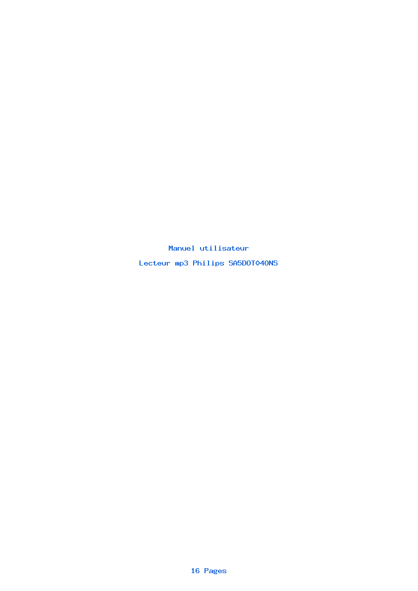 Page 1 de la notice Manuel utilisateur Philips SA5DOT04ONS