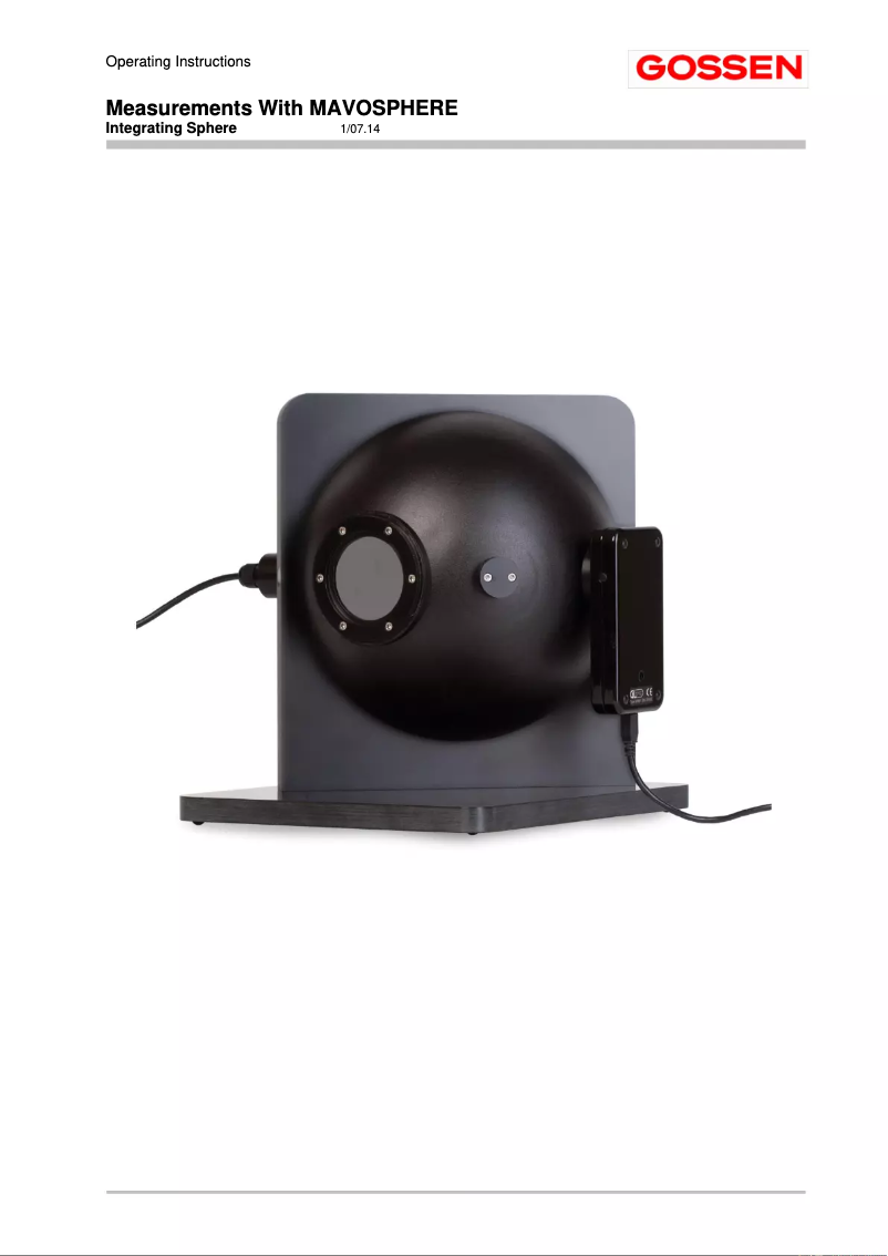 Page 1 de la notice Manuel utilisateur Gossen MAVOSPHERE
