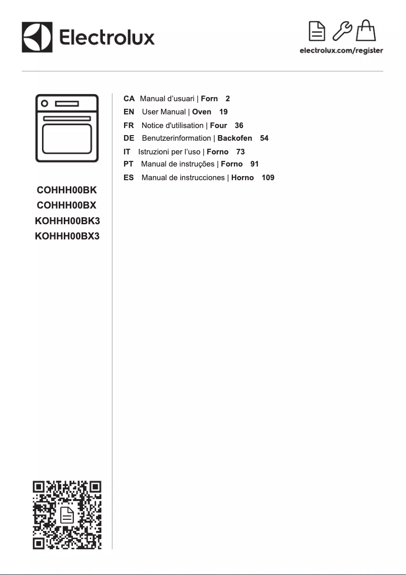 Página 1 del manual Manual de usuario Electrolux KOHHH00BK3
