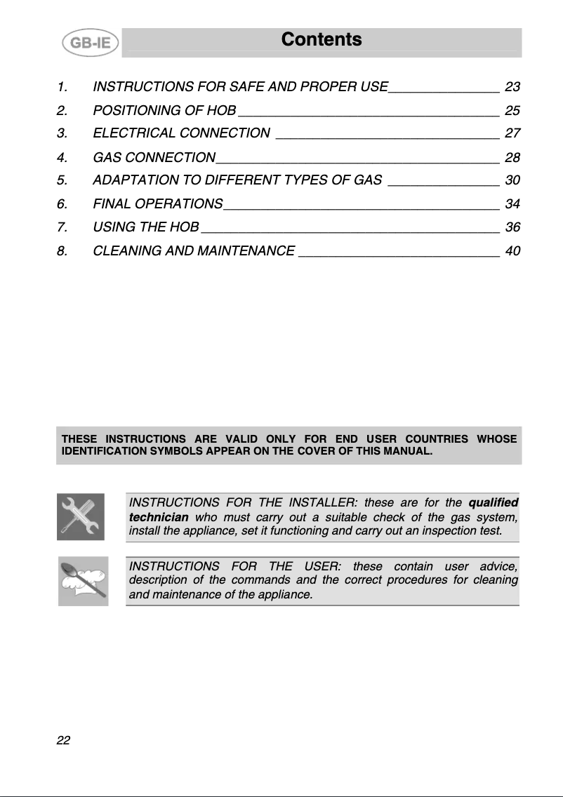 Page 1 de la notice Manuel utilisateur Smeg SRV564EB2