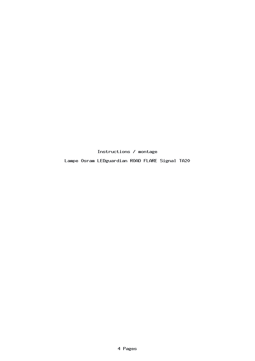 Page 1 de la notice Instructions / montage Osram LEDguardian ROAD FLARE Signal TA20