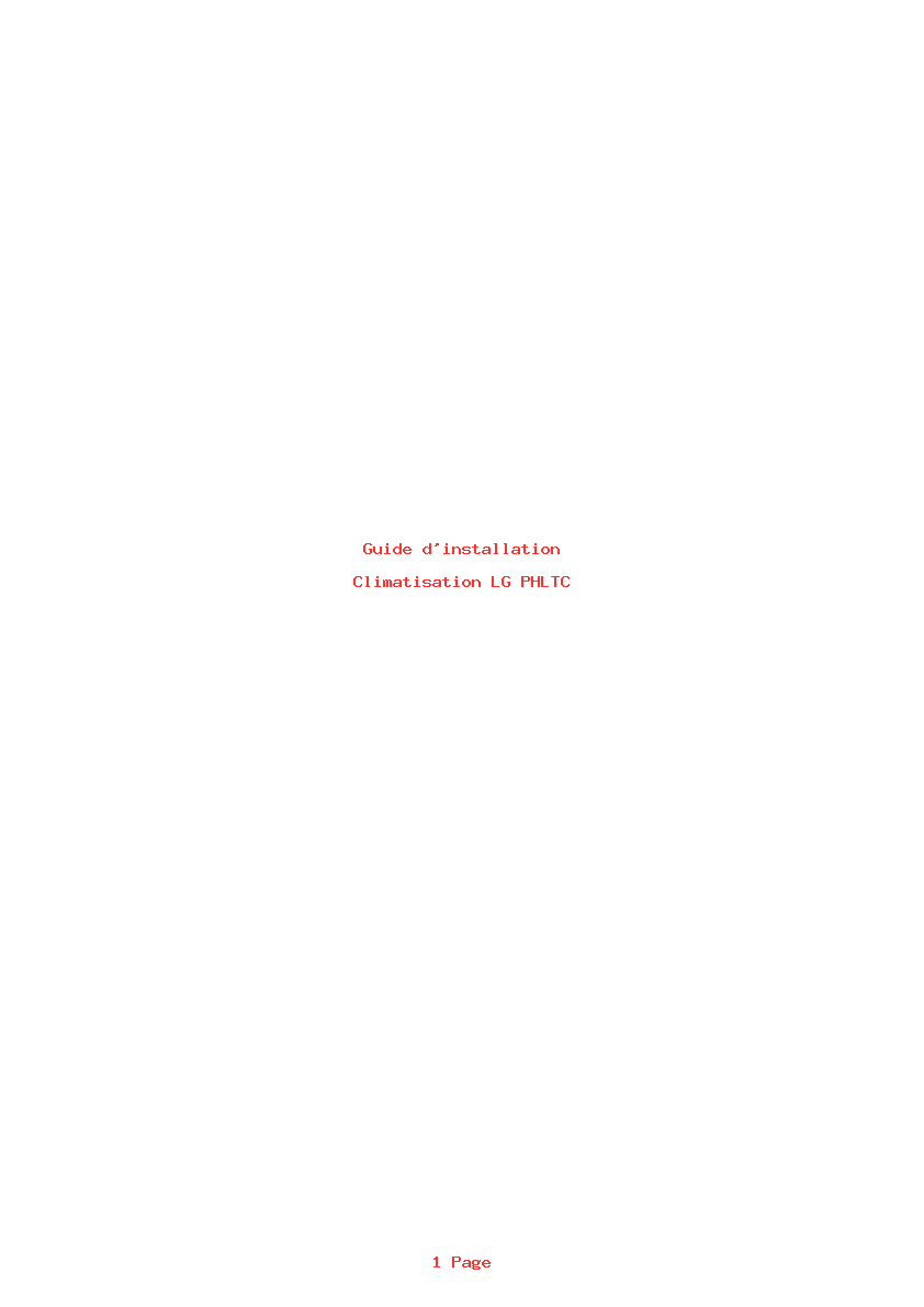 Page 1 de la notice Guide d'installation LG PHLTC