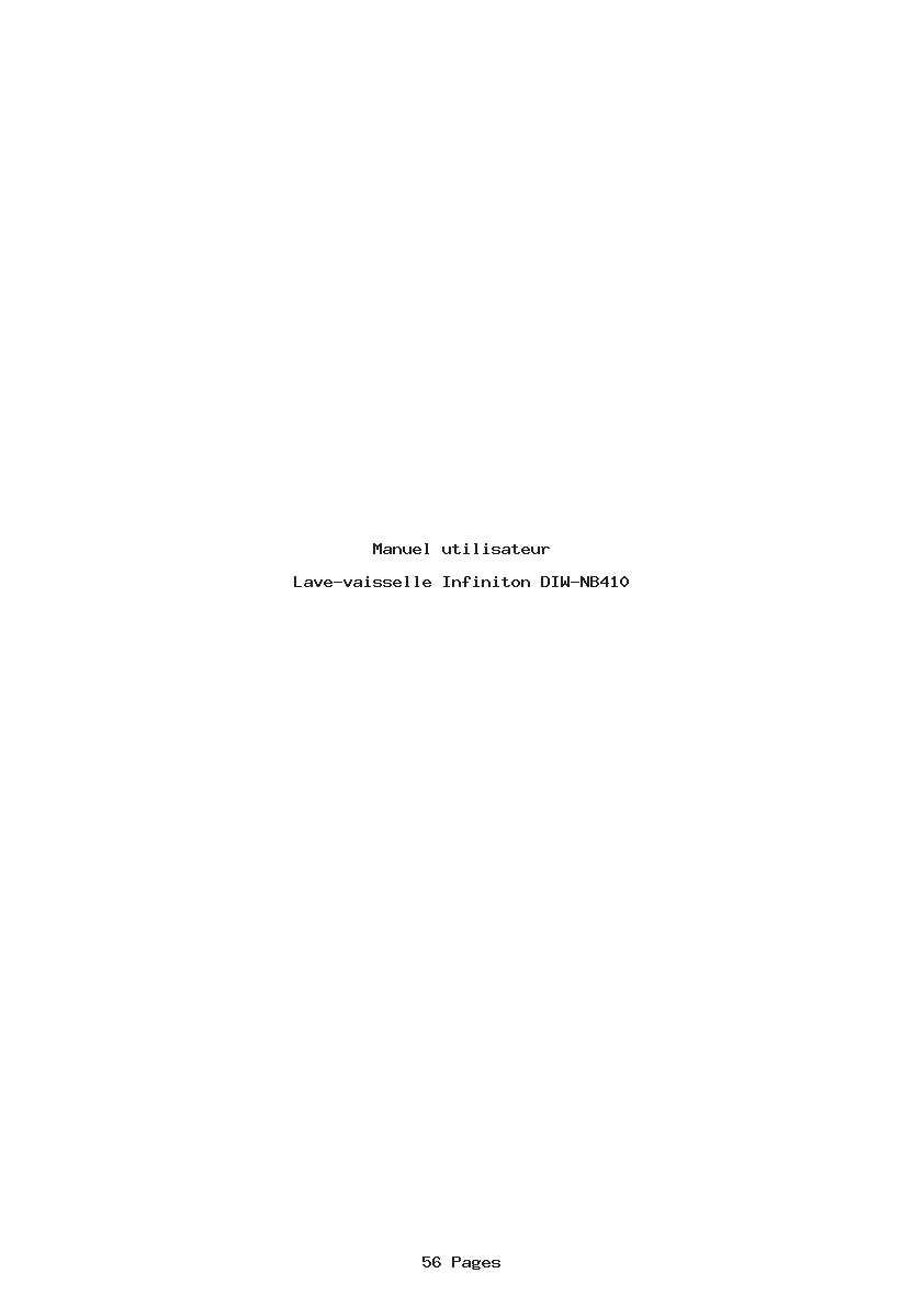 Page 1 de la notice Manuel utilisateur Infiniton DIW-NB410