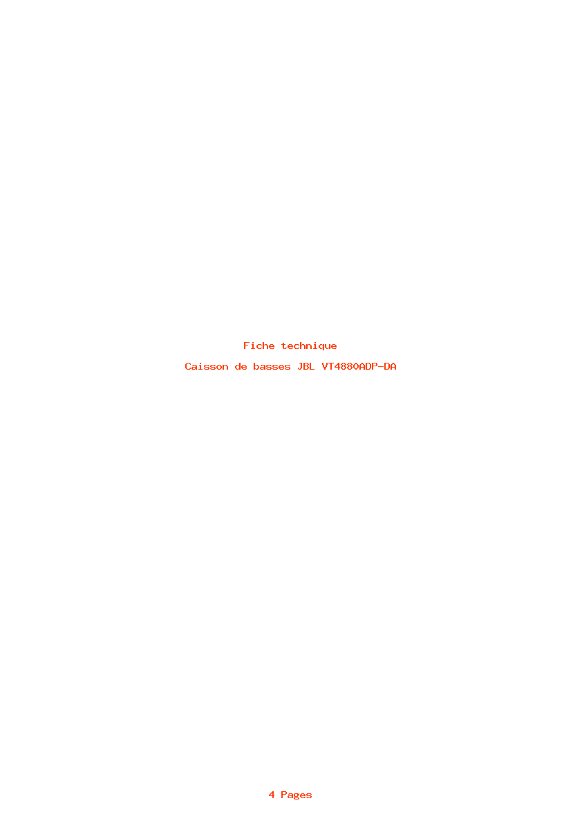 Page 1 de la notice Fiche technique JBL VT4880ADP-DA
