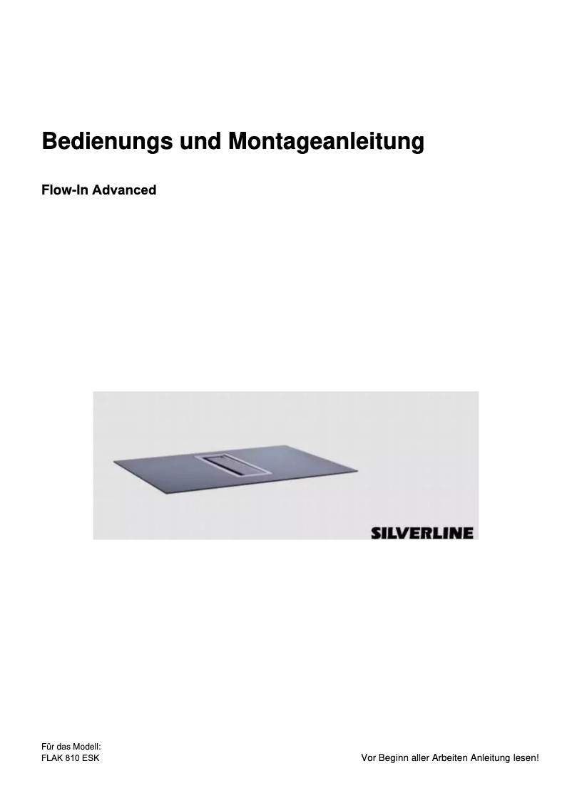 Page 1 de la notice Manuel utilisateur Silverline FLAK 810 ESK