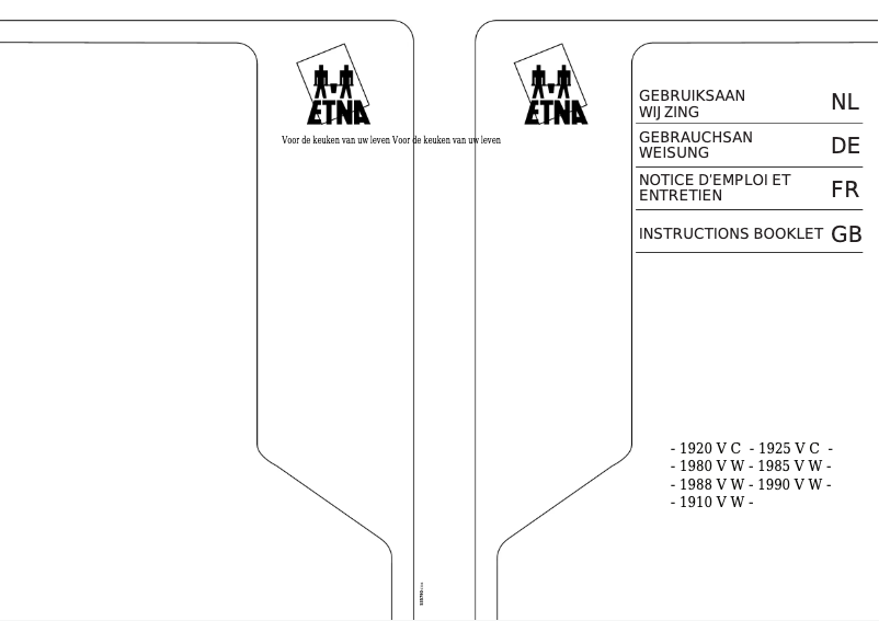 Page 1 de la notice Manuel utilisateur Etna 1925VC
