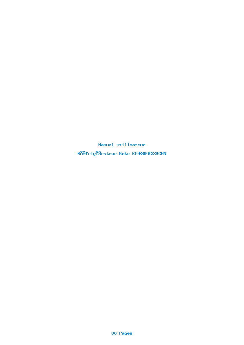 Page 1 de la notice Manuel utilisateur Beko KG406E60XBCHN