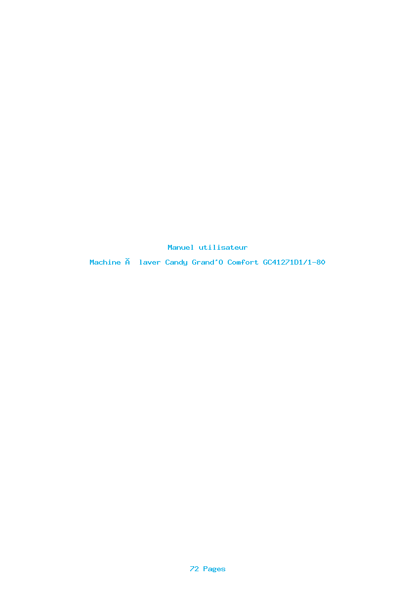 Page 1 de la notice Manuel utilisateur Candy Grand'O Comfort GC41271D1/1-80